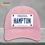Hampton Virginia Novelty License Plate Hat Unconstructed Cotton / Pink