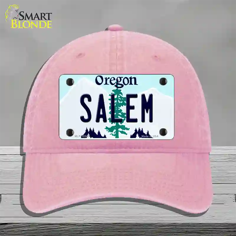 Salem Oregon Novelty License Plate Hat Unconstructed Cotton / Pink