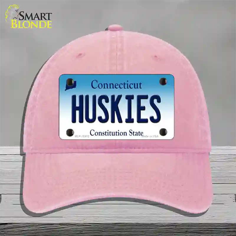 Huskies Connecticut Novelty License Plate Hat Unconstructed Cotton / Pink