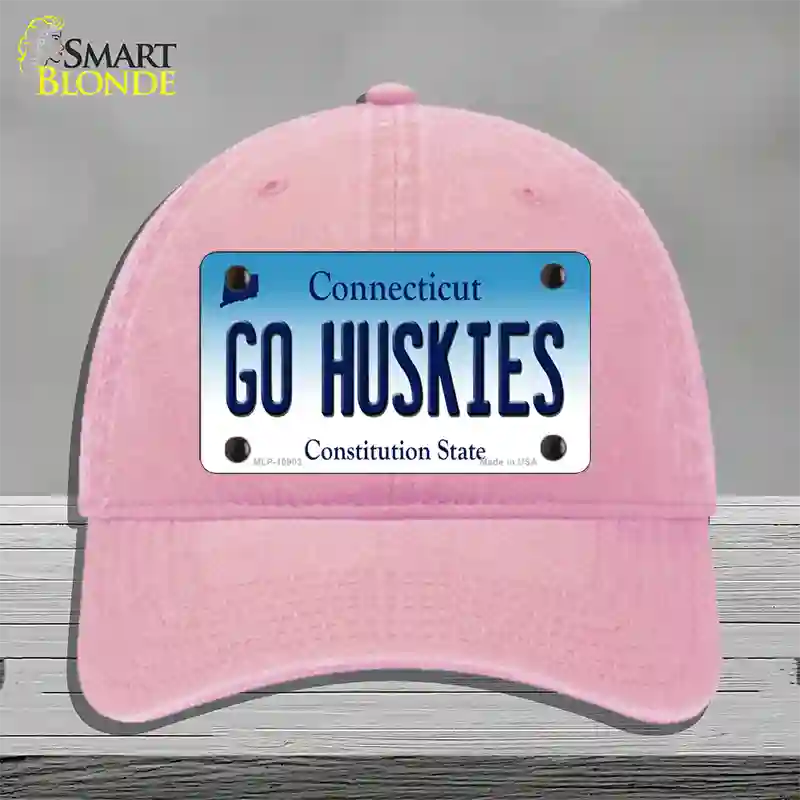 Go Huskies Connecticut Novelty License Plate Hat Unconstructed Cotton / Pink