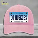 Go Huskies Connecticut Novelty License Plate Hat Unconstructed Cotton / Pink