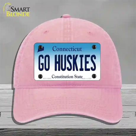 Go Huskies Connecticut Novelty License Plate Hat Unconstructed Cotton / Pink