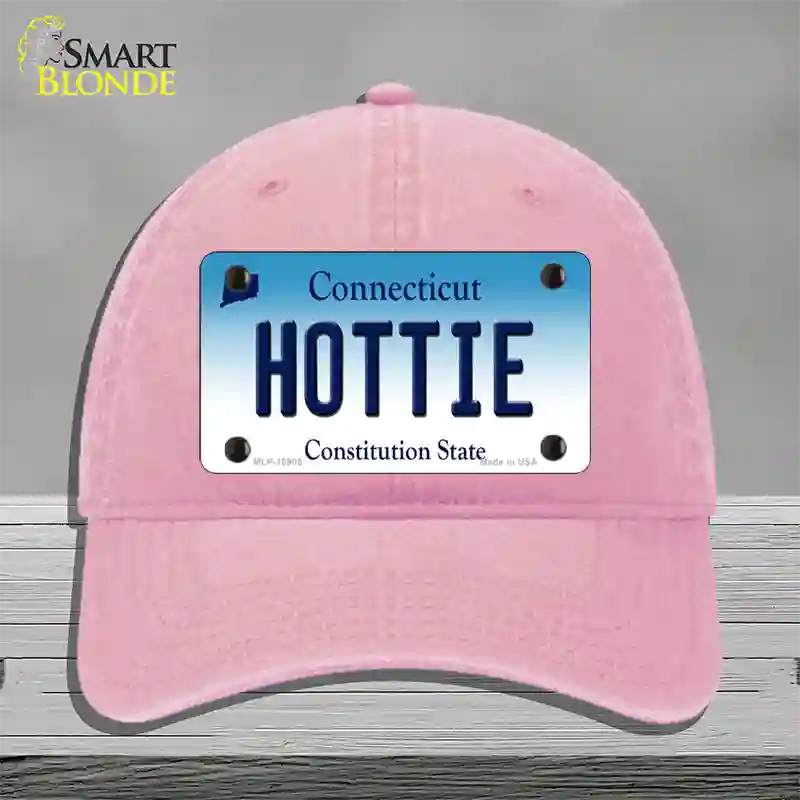Hottie Connecticut Novelty License Plate Hat Unconstructed Cotton / Pink