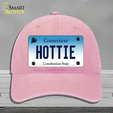 Hottie Connecticut Novelty License Plate Hat Unconstructed Cotton / Pink