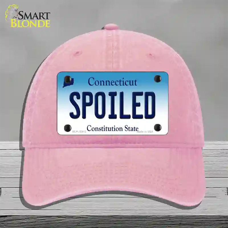 Spoiled Connecticut Novelty License Plate Hat Unconstructed Cotton / Pink