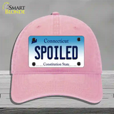 Spoiled Connecticut Novelty License Plate Hat Unconstructed Cotton / Pink