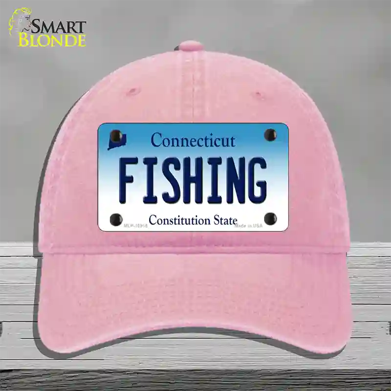 Fishing Connecticut Novelty License Plate Hat Unconstructed Cotton / Pink