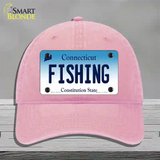 Fishing Connecticut Novelty License Plate Hat Unconstructed Cotton / Pink
