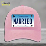 Married Connecticut Novelty License Plate Hat Unconstructed Cotton / Pink