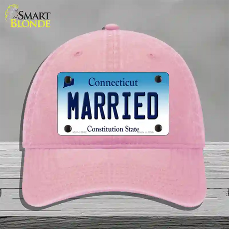 Married Connecticut Novelty License Plate Hat Unconstructed Cotton / Pink