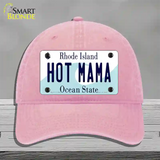 Hot Mama Rhode Island State Novelty License Plate Hat Unconstructed Cotton / Pink