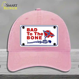 Bad To The Bone Novelty License Plate Hat Unconstructed Cotton / Pink
