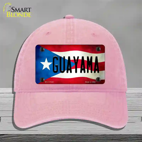 Guayama Puerto Rico Flag Novelty License Plate Hat Unconstructed Cotton / Pink