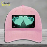 Hearts Over Roses In Mint Novelty License Plate Hat Unconstructed Cotton / Pink