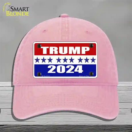 Trump 2024 Star Novelty License Plate Hat Unconstructed Cotton / Pink