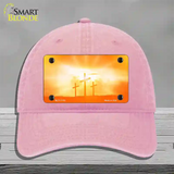 Crosses in the Sun Orange Novelty License Plate Hat Unconstructed Cotton / Pink