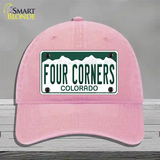 Four Corners Colorado Novelty License Plate Hat Unconstructed Cotton Pink