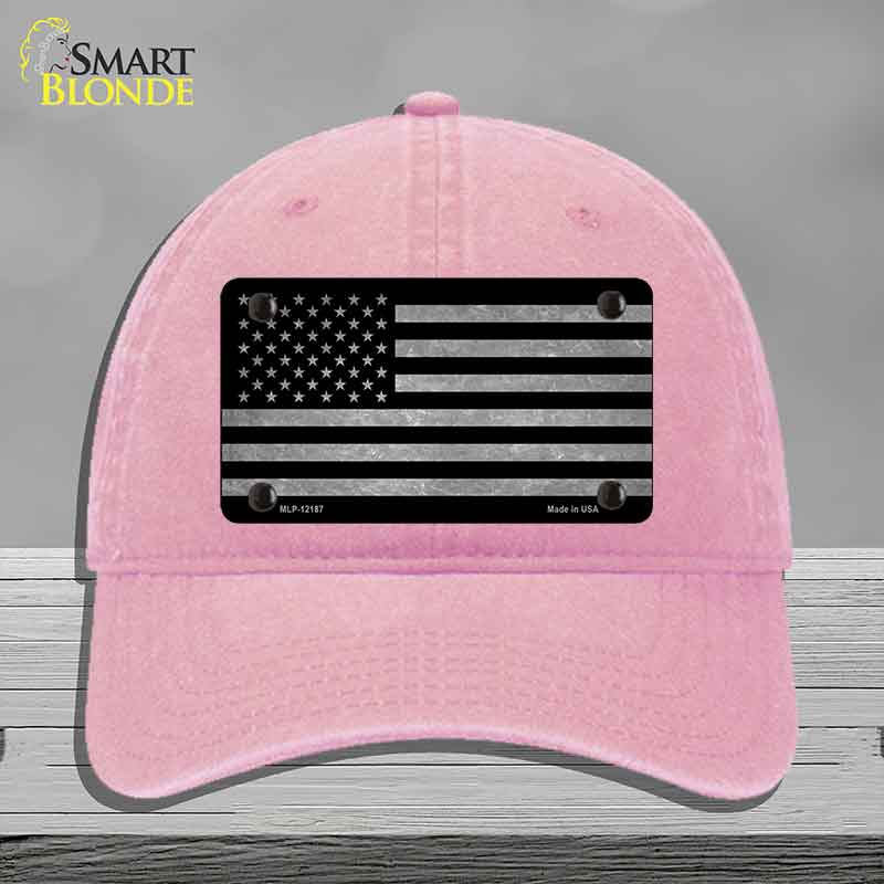 American Flag Black and Gray Novelty License Plate Hat Unconstructed Cotton Pink