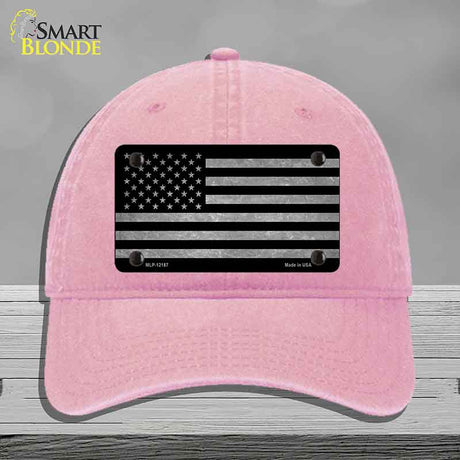 American Flag Black and Gray Novelty License Plate Hat Unconstructed Cotton Pink