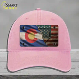 Colorado/American Flag Novelty License Plate Hat Unconstructed Cotton / Pink