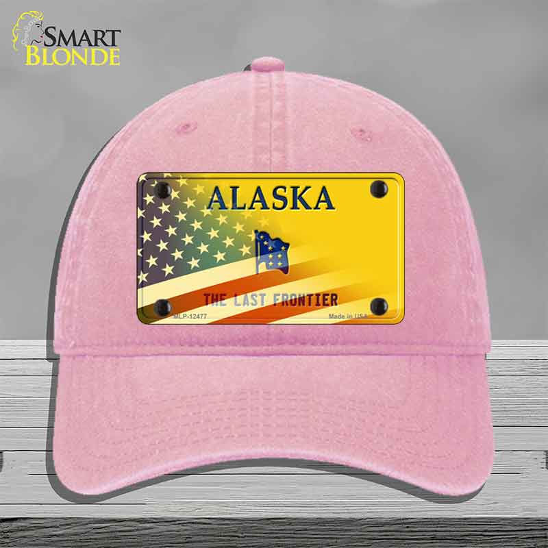 Alaska with American Flag Novelty License Plate Hat HAT-MLP-12477