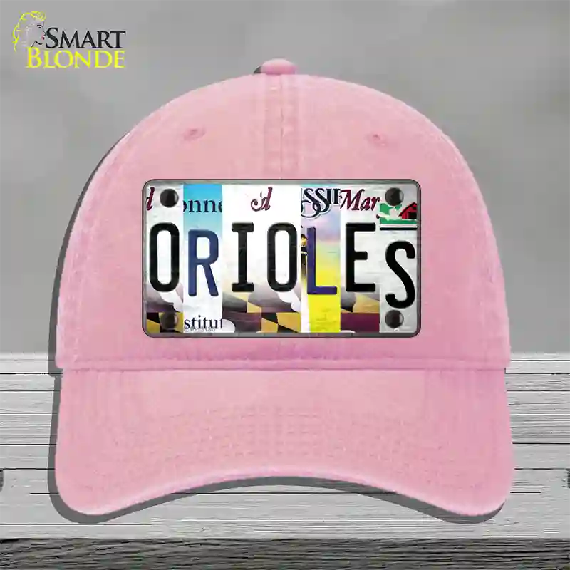 Orioles Strip Art Novelty License Plate Hat Tag Unconstructed Cotton Pink