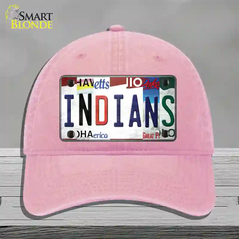 Indians Strip Art Novelty License Plate Hat Tag Unconstructed Cotton / Pink