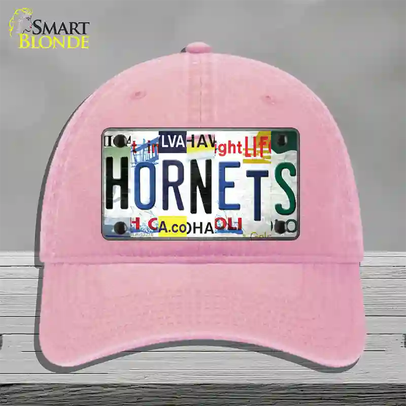 Hornets Strip Art Novelty License Plate Hat Tag Unconstructed Cotton Pink