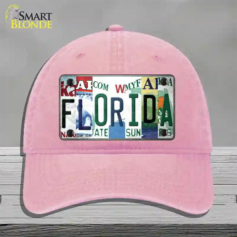 Florida Strip Art Novelty License Plate Hat Tag Unconstructed Cotton Pink