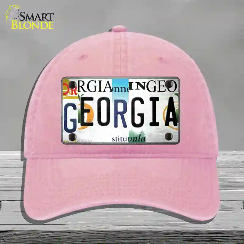 Georgia Strip Art Novelty License Plate Hat Tag Unconstructed Cotton Pink