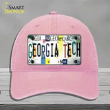 Georgia Tech Strip Art Novelty License Plate Hat Tag Unconstructed Cotton Pink