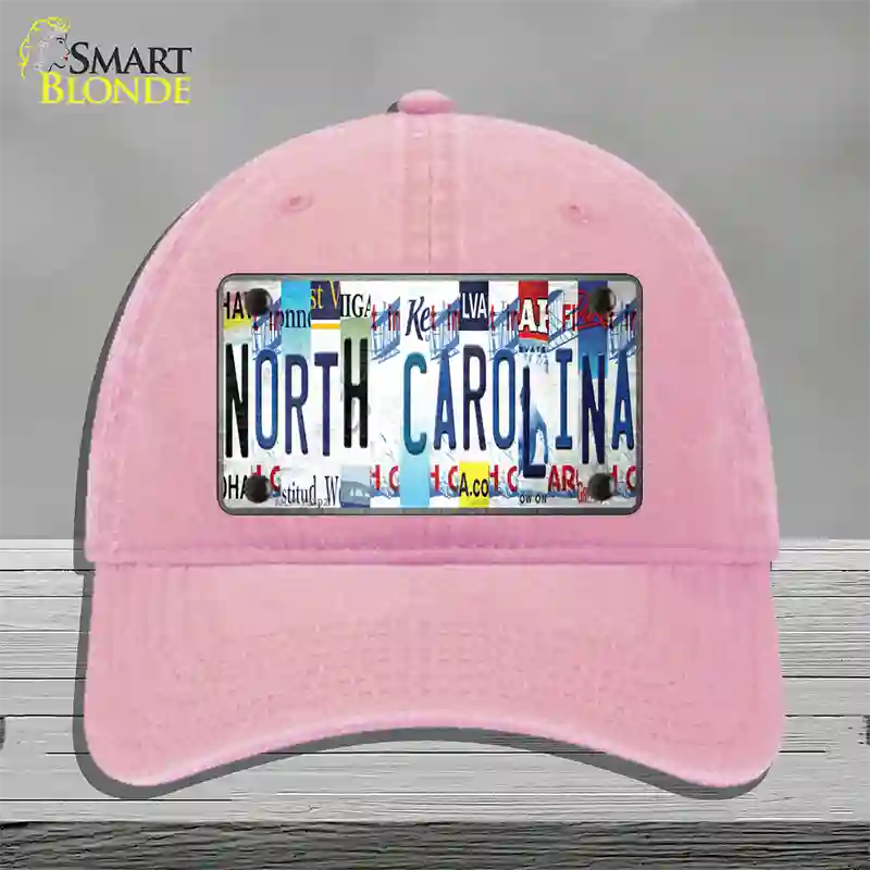 North Carolina Strip Art Novelty License Plate Hat Tag Unconstructed Cotton Pink