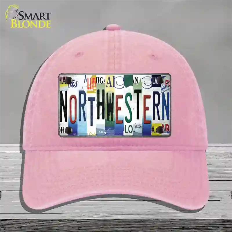 Northwestern Strip Art Novelty License Plate Hat Tag Unconstructed Cotton Pink