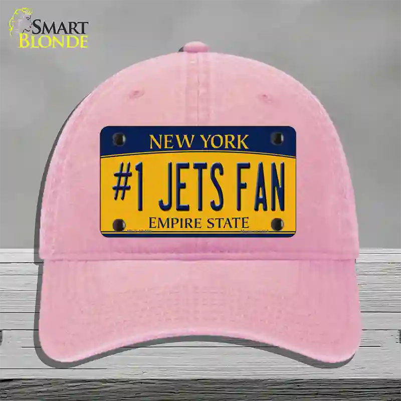 Number 1 Jets Fan New York Novelty License Plate Hat Tag Unconstructed Cotton Pink