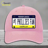 Number 1 Phillies Fan Novelty License Plate Hat Tag Unconstructed Cotton / Pink