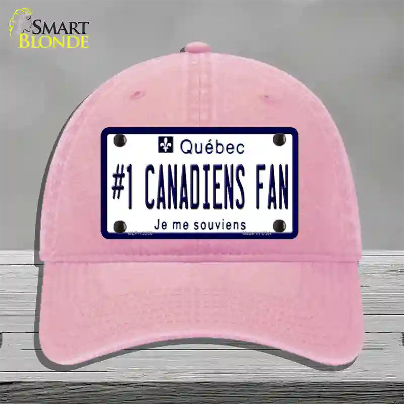 Number 1 Canadiens Fan Novelty License Plate Hat Tag Unconstructed Cotton / Pink
