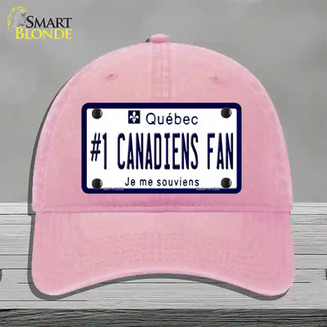Number 1 Canadiens Fan Novelty License Plate Hat Tag Unconstructed Cotton / Pink