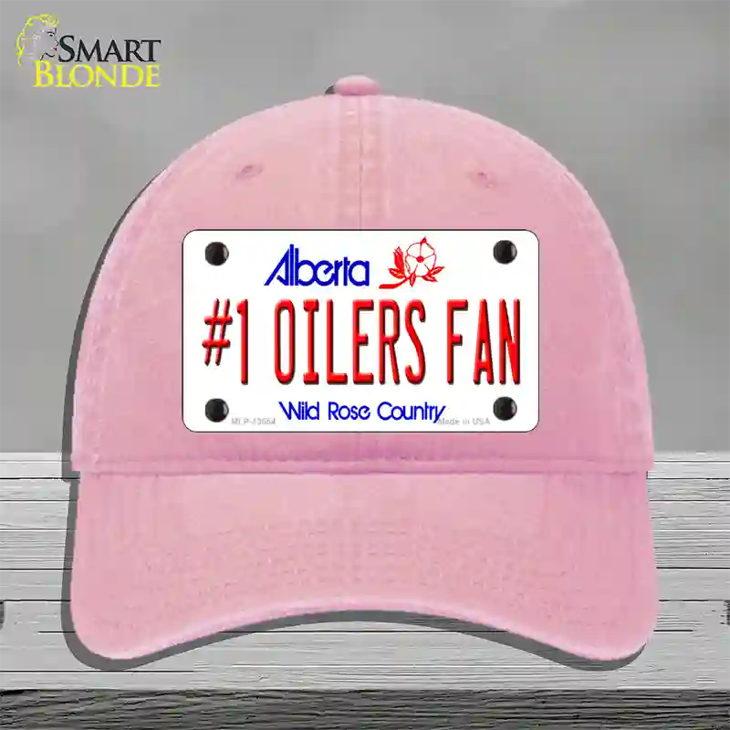 Number 1 Oilers Fan Novelty License Plate Hat Tag Unconstructed Cotton / Pink