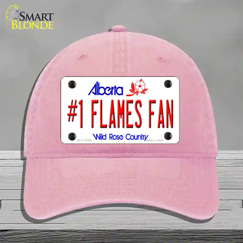 Number 1 Flames Fan Novelty License Plate Hat Tag Unconstructed Cotton / Pink