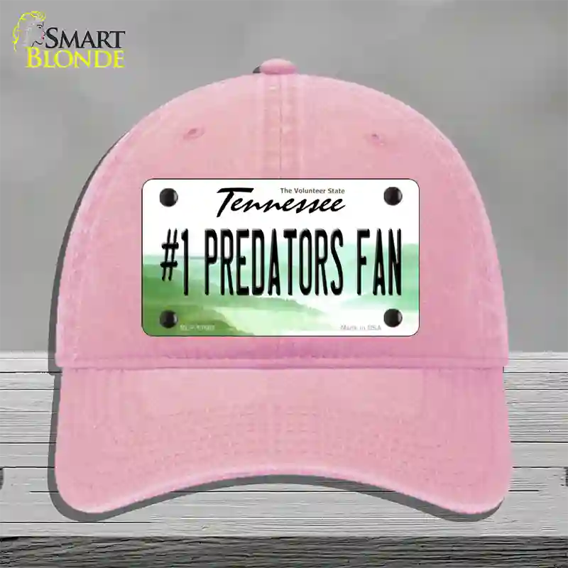 Number 1 Predators Fan Novelty License Plate Hat Tag Unconstructed Cotton Pink