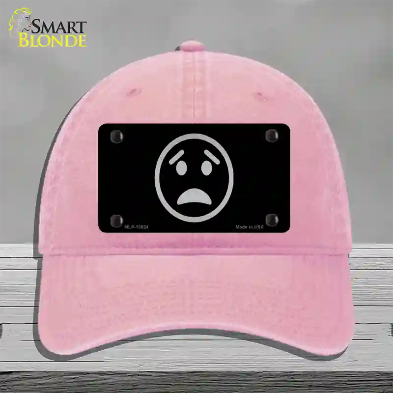Worried Black Novelty License Plate Hat Tag Unconstructed Cotton Pink