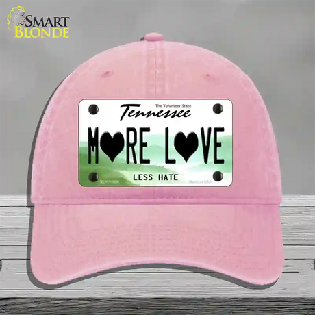 More Love Novelty License Plate Hat Tag Unconstructed Cotton / Pink