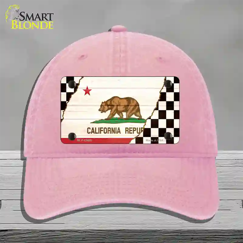 California Racing Flag Novelty License Plate Hat Tag Unconstructed Cotton Pink