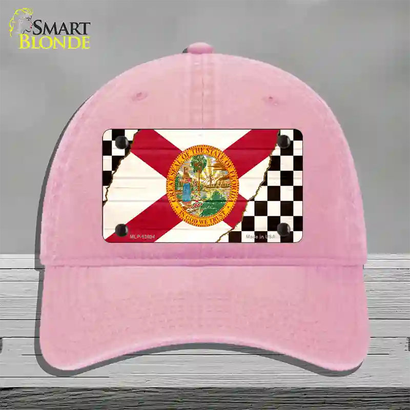 Florida Racing Flag Novelty License Plate Hat Tag Unconstructed Cotton Pink