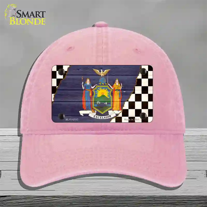 New York Racing Flag Novelty License Plate Hat Tag Unconstructed Cotton Pink