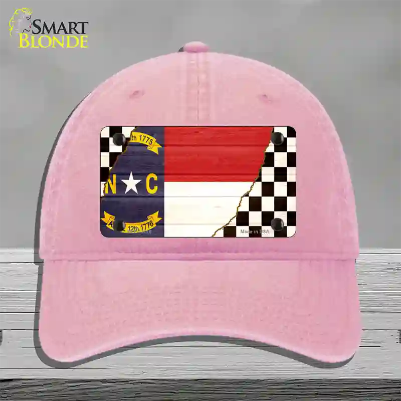 North Carolina Racing Flag Novelty License Plate Hat Tag Unconstructed Cotton Pink