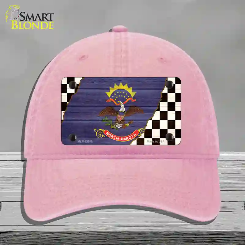 North Dakota Racing Flag Novelty License Plate Hat Tag Unconstructed Cotton Pink