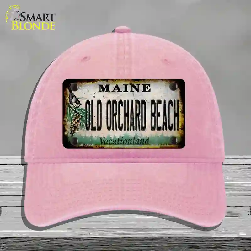 Old Orchard Beach Maine Rusty Novelty License Plate Hat Tag Unconstructed Cotton Pink