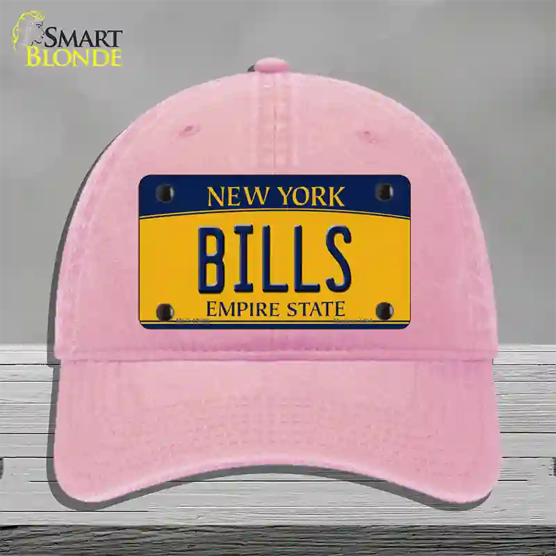 Bills New York Yellow Novelty License Plate Hat Tag Unconstructed Cotton Pink