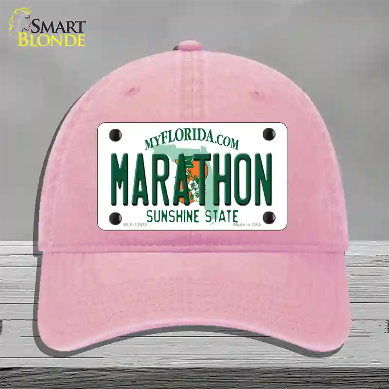 Marathon Florida Novelty License Plate Hat Tag Unconstructed Cotton Pink